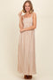 Beige Striped Back Cut Out Maxi Dress