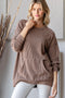Mocha Ribbed Knit Front Pocket Pullover