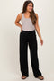 Black Straight Leg Drawstring Maternity Sweatpants