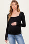 Black Square Neck Long Sleeve Maternity Top