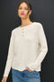 Cream Brushed Knit Henley Top
