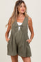 Olive Deep V-Neck Pleated Front Tie Sleeveless Maternity Romper