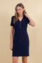 Navy Ribbed Short Sleeve Henley Dress