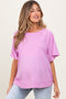 Mauve Oversized Raw Hem Short Sleeve Maternity Tee