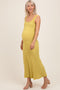 Lime/Cream Lightweight Rib Fit And Flare Maternity Midi Dress