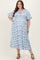 Blue Multi Printed Floral Bubble Sleeve Maternity Plus Maxi Dress