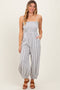 Cream Smocked Striped Balloon Jumpsuit