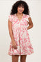 Pink Abstract Print Ruffle Hem Mini Dress