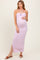 Lavender Striped Halter Neck Fitted Maternity Maxi Dress