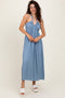 Blue Halter Neck Side Slit Midi Dress