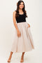 Black Ribbed Top Contrast Sleeveless Midi Dress