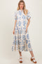 Blue Paisley Button Up Tiered Maxi Dress