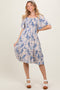 Cream Floral Smocked Midi Dress