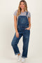 Navy Blue Barrel Leg Rolled Cuff Overall