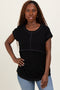 Black Double Layer Short Sleeve Nursing Top