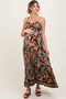 Black Floral Front Tie Tiered Maternity Maxi Dress