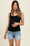 Light Blue Distressed Frayed Hem Maternity Shorts