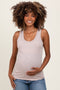 Taupe Ribbed Basic Maternity Tank Top
