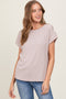 Taupe Button Shoulder Detail Short Sleeve Top