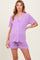 Lavender Short Sleeve Button Down Shirt Shorts Maternity Set