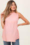 Blush Ruffle Mock Neck Maternity Sleeveless Blouse