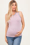 Mauve Solid Ribbed Maternity Tank Top