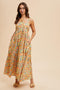 Yellow Floral Scallop Detail Sleeveless Maxi Dress