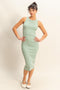 Mint Green Ribbed Sleeveless Midi Dress