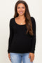 Black Ribbed Ruched Maternity Long Sleeve Top