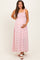Pink Plaid Smocked Shoulder Tie Maternity Maxi Dress