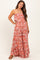 Rust Floral Strapless Ruffle Wide Leg Maternity Jumpsuit