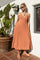 Rust/White Linen Striped Midi Dress
