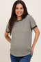 Olive Striped Short Sleeve Maternity Top