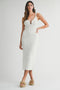 Ivory Crochet Knit Cut Out O-Ring Midi Dress