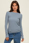 Grey Ribbed Long Sleeve Top