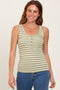 Green Striped Fitted Tank Top