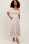 Cream Multi Ditsy Floral Smocked Midi Dress