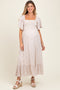 Cream Multi Ditsy Floral Smocked Maternity Midi Dress