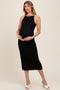 Black Textured Sleeveless Fitted Maternity Midi Dress