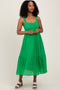 Green Cinched Bust Cutout Midi Dress