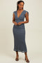 Black Ruched Gingham Shoulder Tie Maxi Dress