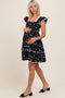 Black Floral Ruffle Strap Maternity Mini Dress