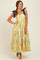 Yellow Floral Contrast Shoulder Tie Midi Dress