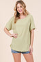 Lime Ribbed Knit Short Sleeve Top