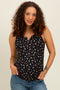 Black Floral Ribbed Split Neck Maternity Tank Top
