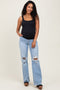 Light Blue 90'S Vintage Super High Rise Flare Maternity Jeans