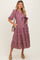 Pink Floral Button Down Front Tie Maternity Midi Dress