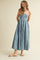 Denim Tied Back Embroidered Midi Dress