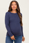 Navy Ribbed Knit Maternity Long Sleeve Top