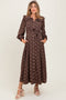 Brown Statement Collar Button Down Maternity Maxi Dress